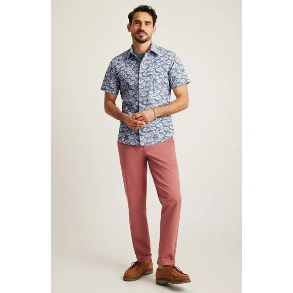 Bonobos Riviera Short Sleeve Men's Shirt Floral Print Collared Slim Fit L 286216